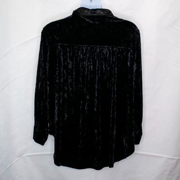 NEW Jessica Simpson Velour Shacket Top Womens XL Black Velvet Boho Witchy II04X - Picture 4 of 6
